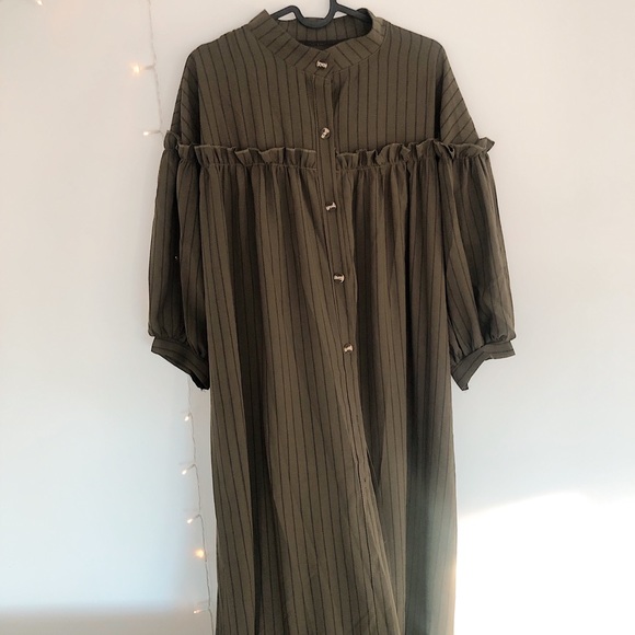 Olive button down dress (nwt) - Picture 3 of 12